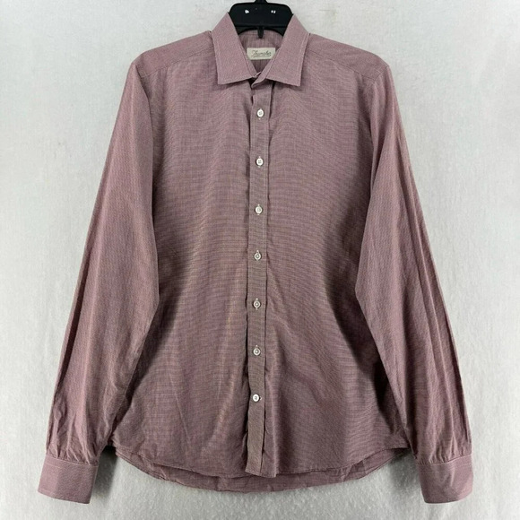 Trumaker Bobby Button Up Shirt Men Sz XL Red Micro Houndstooth Bobby Long Sleeve - Picture 1 of 13